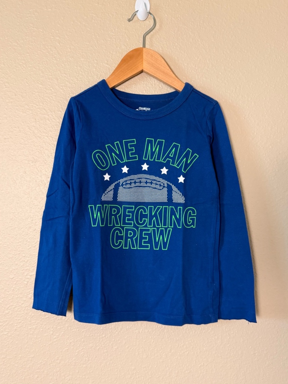 OshKosh B'gosh Blue Long-Sleeve 'One Man Wrecking Crew' Graphic Tee